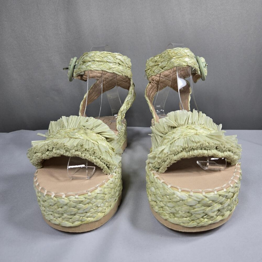 Beach Matisse Seashore Sandals Womens 8 Green Raffia Espadrille Wedge Platform - Picture 6 of 10
